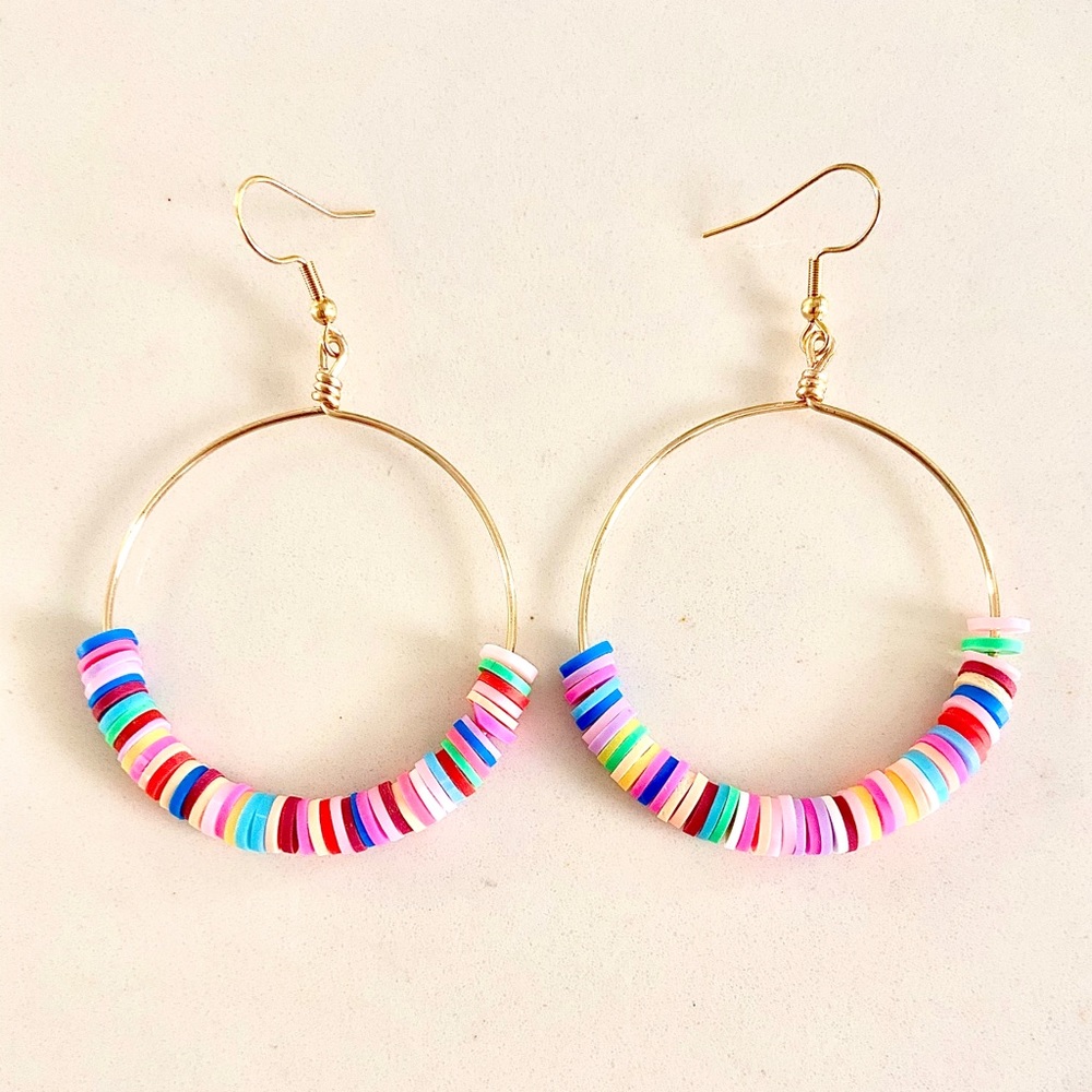 Heishi Beaded Hoop Earrings